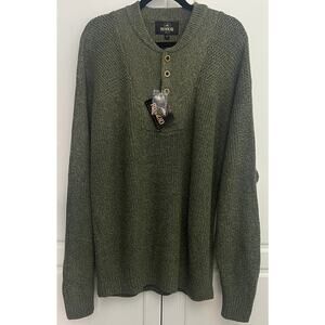 RedHead Men's Heavyweight Henley Pullover Sweater in Olive Green Size XLT  NWT